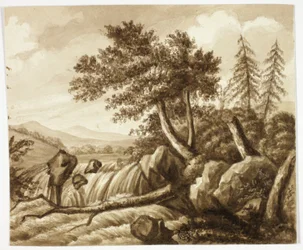 Waterfall in Rocky Landscape