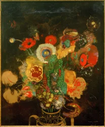 Bouquet of Flowers against Black Background