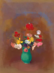 Poppies in Green Vase
