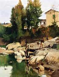 Sand diggers on the Mugnone
