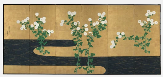 Chrysanthemums by a Stream
