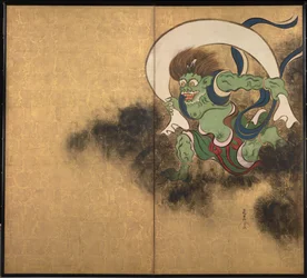 The Wind God. Right part of two-fold screens Wind God and Thunder God, early 18th century