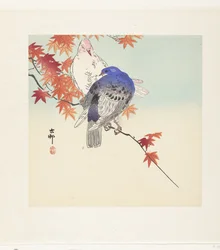 Two Doves on Autumn Branch