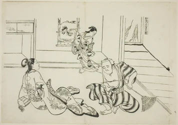 Child Attendant and Bald Tengu of Mt. Kurama, no. 7 from a series of 12 prints depicting parodies of plays