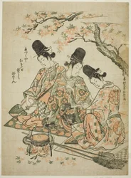 Parody of Palace Attendants Burning Maple Leaves to Heat Sake from "The Tale of Heike"
