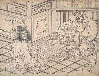 Daikoku and Shoki Playing Chess