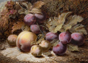 Still Life with Peach and Plums