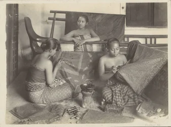 Three Batik-Making Indian Women