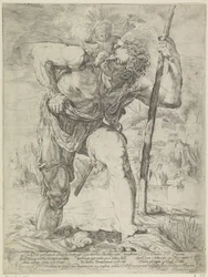 Saint Christopher with Christ Child on Shoulder