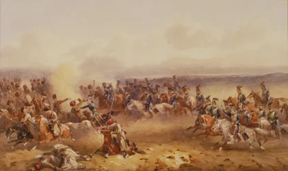 A Squadron of the 10th Hussars Defeat the Russians at Tchernaya, 16th August 1855, c.1890