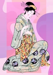 Elegant Geisha Kneeling