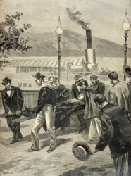 Elisabeth of Wittelsbach transported to the Hotel Beau Rivage after her assassination