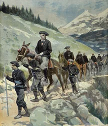 Felix Faure with Alpine Hunters on a Trip to the Alps in 1897 (Engraving)
