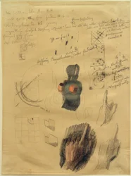 Sketch Sheet with Composition and Hand Studies for Hands Raised (Answers)