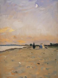 River Landscape with Crescent Moon, 1885 or c. 1889