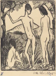 Standing Boy and Two Girls