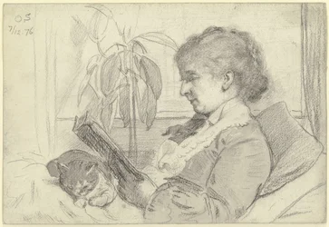 Luise Scholderer Reading with a Cat