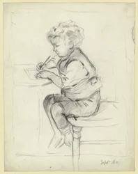 Writing Boy in Profile to the Left