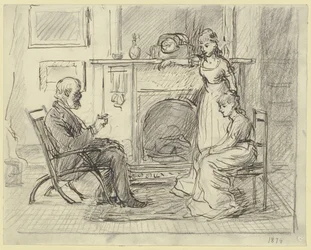 Three People at the Fireplace