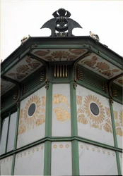 Art Nouveau: View of the Pavilion of the Karlsplatz Metro Station (now cafe) Made by Architect Otto Wagner (1841-1918) (Viennese Secession) 1894-1899 Vienna, Austria