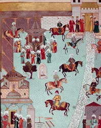 View of the Church of St. Irene, the Gate of the Serail and the Palace of the Sultans in Constantinople. 17th Century. Istanbul, Topkapi Sarayi Museum Library