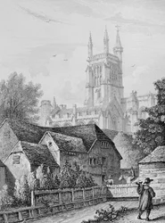 College Tower, Library and Mill Winchester, c.1830