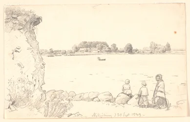 A Lady and Two Children by Guldborg Sund, Nykøbing Falster