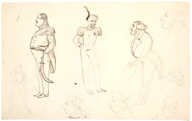 Caricature of Frederik VII and Others, Including Grundtvig, Probably Orla Lehmann and Others