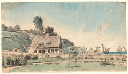 Coastal Landscape with Thatched Houses