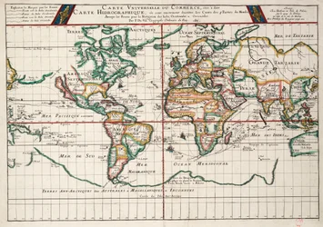 Chart Plotting the Routes from France and Spain, of the Outward and Return Voyages to the West Indies and East Indies, with Branches for Different Destinations