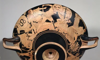 Detail of an attic red-figure cup depicting scenes from the Trojan War, c.490 BC