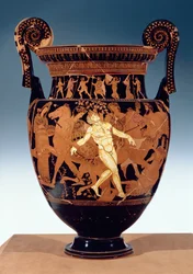 Attic red-figure volute krater depicting the death of the bronze giant, Talos