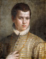 Portrait of a Young Man, Bust-Length, Wearing a Striped Costume and a White Ruff