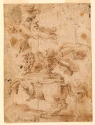 The Head of a Bearded Man, a Man on Horseback, ca. 1650