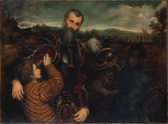 Portrait of a Man in Armor with Two Pages