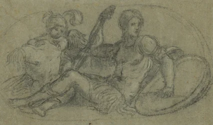 Seated Male Figure with Putto and Armor