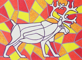 Reindeer on Stained Glass