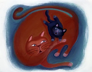 Cat and her kitten (Illustration)