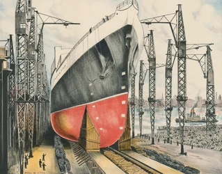 Launching a Liner at a Clyde Shipyard