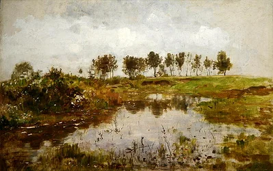 A Landscape near Dachau with a Pond in the Foreground