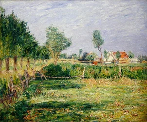 Holland, Landscape with Farmhouses behind Gardens