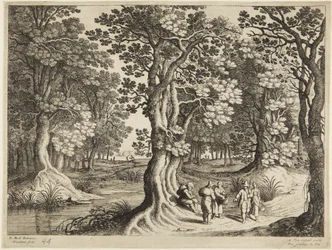 Forest with five people