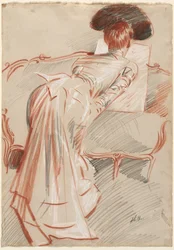 Woman Possibly Madame Alice Hellu Looking at a Drawing, c. 1895