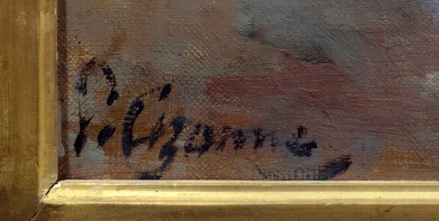 Signature of the painter Paul Cézanne (1839-1906) from the painting 