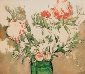 Bouquet of Peonies in a Green Pot