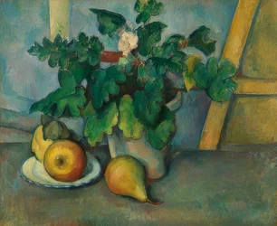Pot with Primroses and Fruit
