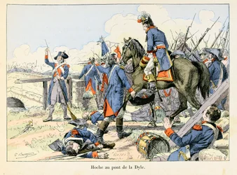 Hoche at the Bridge of the Dyle: In March 1793, Covering the Retreat at the Passage of the Dyle in Front of Leuven (Belgium), Lazare Hoche (1768-1797) Fought Against the Austrians - Illustration by Emile Boutigny (1853-1929) in 