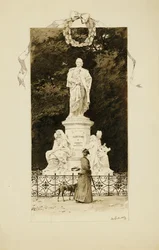 An Elegant Lady at the Statue of Goethe