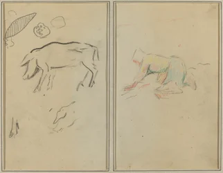 A Pig; Breton Peasant Kneeling