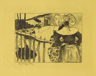Breton Women Standing by a Fence